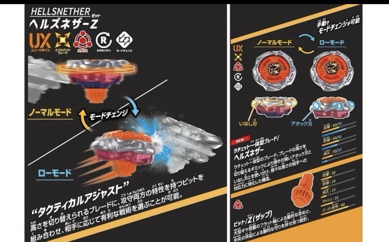 TAKARA TOMY BEYBLADE X UX 21 Hells Nether Deck Set NUOVO JAPANESE